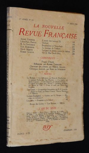 La Nouvelle Revue Française (22e année - n°251, 1er août 1934)