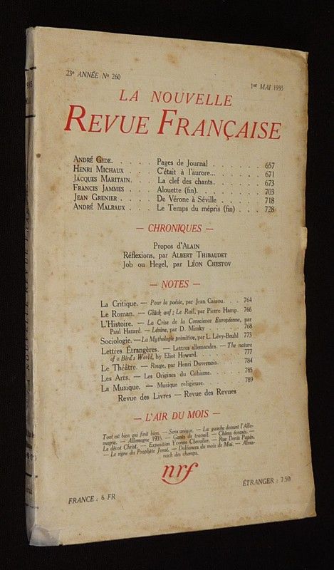 La Nouvelle Revue Française (23e année - n°260, 1er mai 1935)