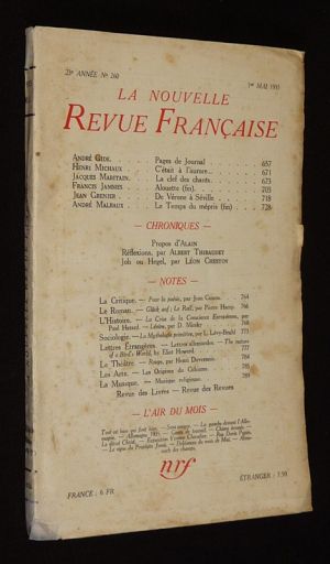 La Nouvelle Revue Française (23e année - n°260, 1er mai 1935)