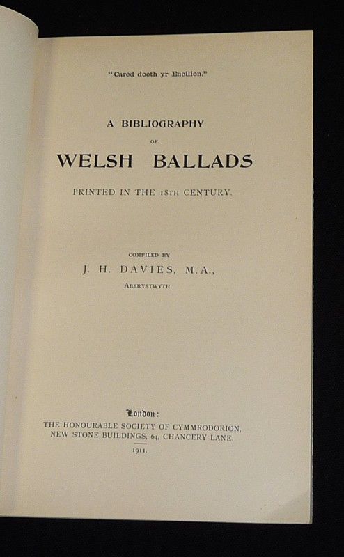 A Bibliography of Welsh Ballads printed in the 18th Century (Part 4)