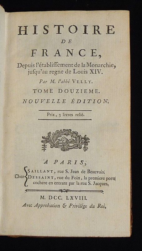 Histoire de France depuis l'établissement de la monarchie jusqu'au règne de Louis XIV, tome 12