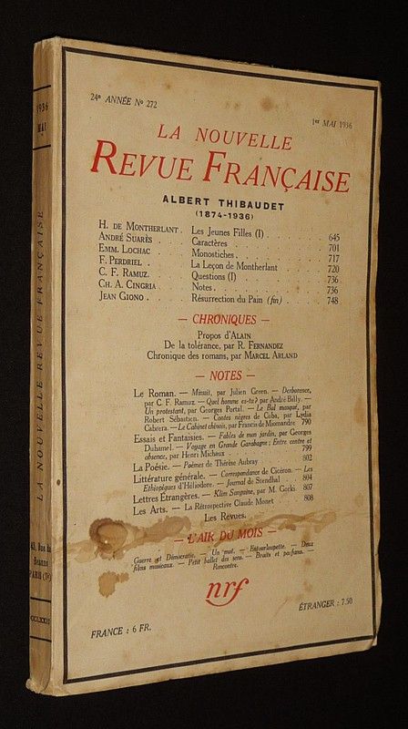 La Nouvelle Revue Française (24e année - n°272, 1er mai 1936)