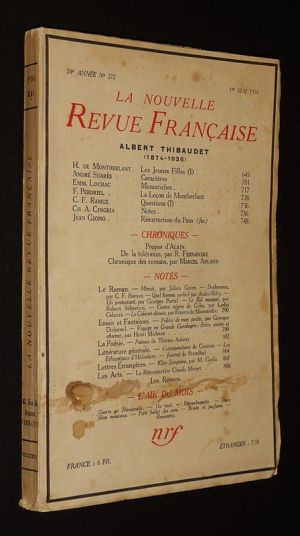 La Nouvelle Revue Française (24e année - n°272, 1er mai 1936)