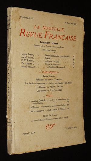 La Nouvelle Revue Française (21e année - n°232, 1er janvier 1933) : Jeunesse russe