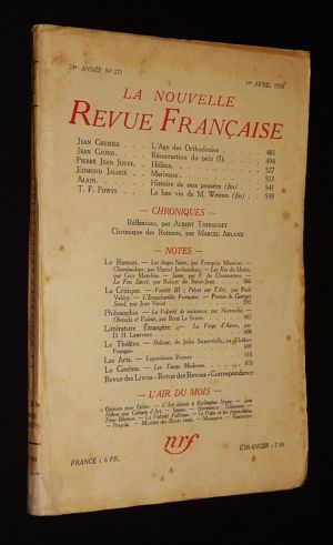 La Nouvelle Revue Française (24e année - n°271, 1er avril 1936)