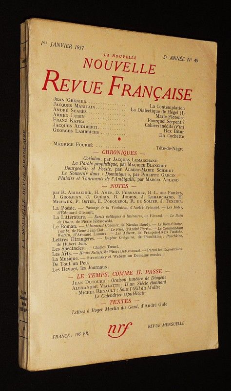 La Nouvelle Nouvelle Revue Française (5e année - n°49, 1er janvier 1957)