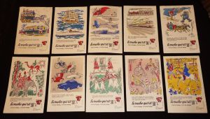 Lot de 10 buvards publicitaires "La Vache qui rit" série "Les transports"