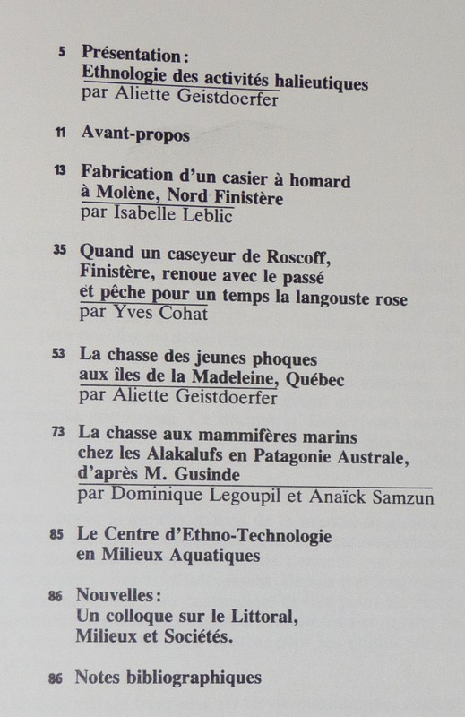 Anthropologie maritime (bulletin n°1, 1984)