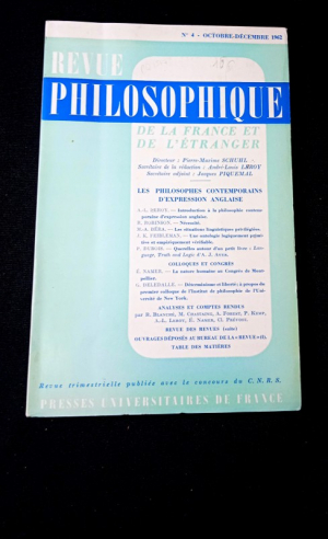 Revue philosophique de la France et de l'étranger, n°4 octobre-décembre 1962, 988
