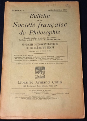 Bulletin de la Société française de Philosophie, 44e année, n°3