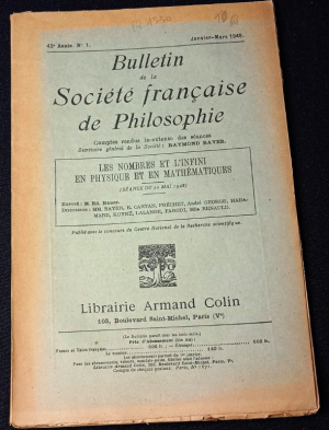 Bulletin de la Société française de Philosophie, 43e année, n°1