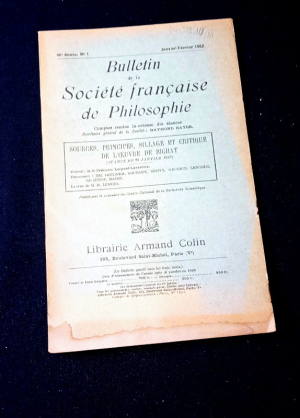 Bulletin de la Société française de Philosophie, 46e année, n°1
