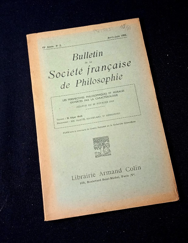 Bulletin de la Société française de Philosophie, 49e année, n°2