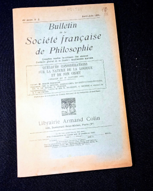 Bulletin de la Société française de Philosophie, 45e année, n°2