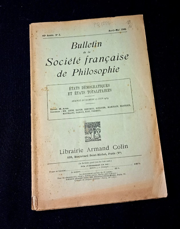 Bulletin de la Société française de Philosophie, 40e année, n°2