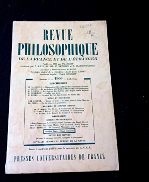 Revue philosophique de la France et de l'étranger, n° 3, juillet-sept. 1960