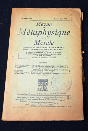 Revue de Métaphysique et de Morale, 56e année, n°1, janvier-mars 1951