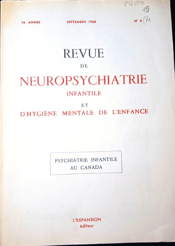 Revue de neuropsychiatrie infantile et d'hygiène mentale de l'enfance, n°9- sept.1968
