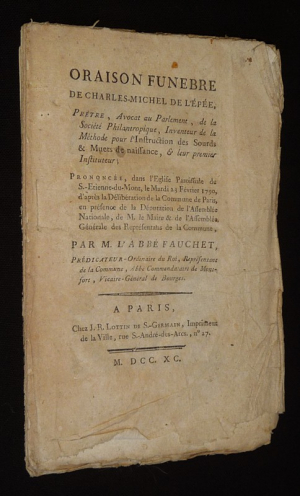 Oraison funèbre de Charles-Michel de l'Epée