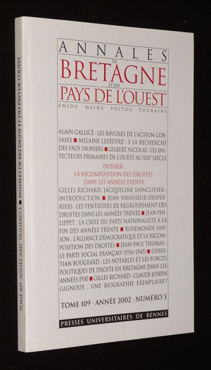 Annales de Bretagne et des Pays de l'Ouest (année 2002, Tome 109, n°3)