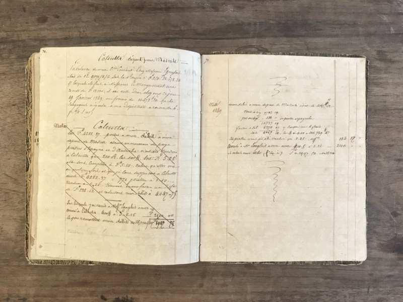Livre de comptes marins, manuscrit attribué au Capitaine Brion (Louis Adolphe): 1839-1854