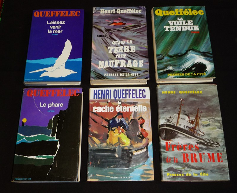 Lot de 6 ouvrages de Henri Queffélec : Laissez venir la mer - Quand la terre fait naufrage - La voile tendue - Le Phare - La Cache éternelle - Frères de la brume