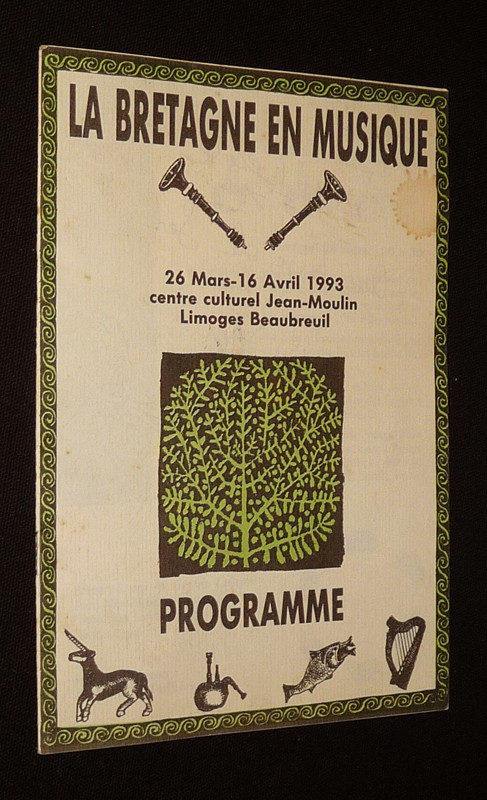 Programme : La Bretagne en musique, 26 mars - 16 avril 1993, centre culturel Jean Moulin, Limoge Beaubreuil