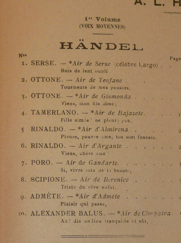 Airs classiques, Volume 1 : Händel, voix moyennes