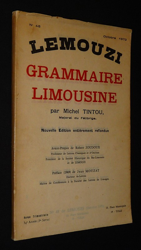 Lemouzi (n°48, octobre 1973) : Grammaire limousine