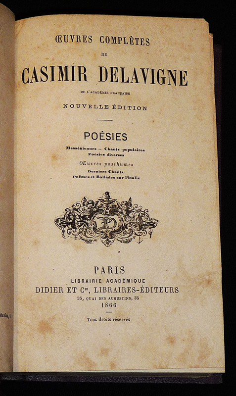 Oeuvres complètes de Casimir Delavigne, Tome 4 : Poésies