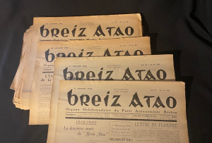 Breiz Atao Organe hébdomadaire du Parti Autonomiste Breton 1930 39 numéros du n° 82 au n° 130 (manque 14 numéros)
