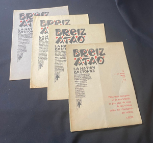 Breiz Atao la nation Bretonne revue mensuelle du nationalisme breton et des relations interceltiques 1924 : 4 numéros 63, 64, 65,  66, 69