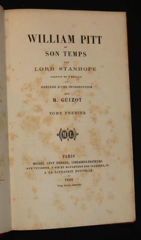 William Pitt et son temps (4 volumes)