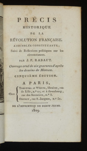 Précis historique de la Révolution française : Assemblée Constituante, suivi de réflexions politiques sur les circonstances