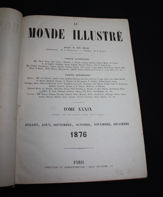 Le monde illustré, journal hebdomadaire, 1876, tomes XXXVIII et XXXIX, année complète