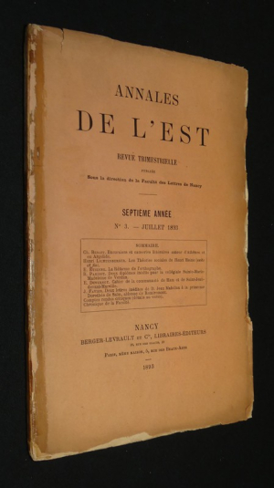 Annales de l'est, n°3, 7e année