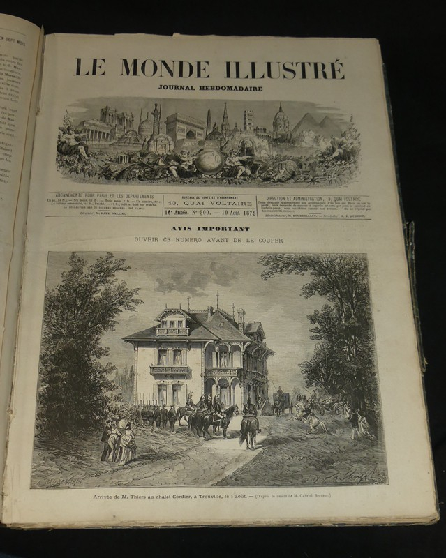 Le Monde illustré, journal hebdomadaire, année 1872 (2 volumes)