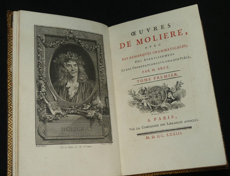 Oeuvres de Molière, avec des remarques grammaticales ; des avertissemens et des observations sur chaque pièce, par M. Bret (6 volumes)