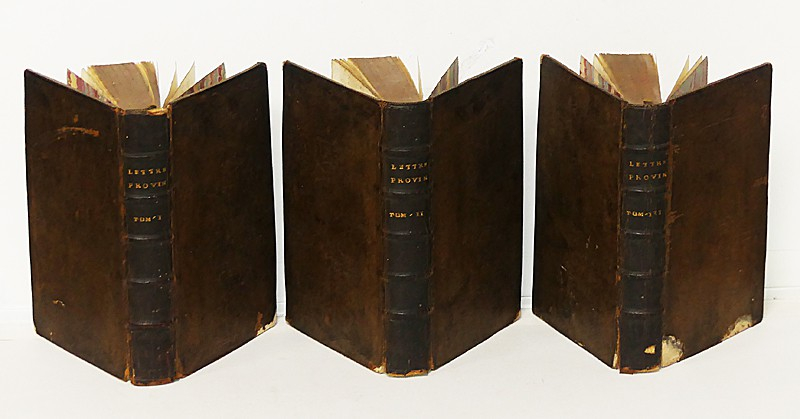 Les provinciales ou Lettres écrites par Louis de Montalte à un provincial de ses amis, Et aux RR.PP. Jésuites sur la morale & la politique de ces Pères. Avec les notes de Guillaume Wendrock, traduites en françois nouvelle édition (3 volumes)