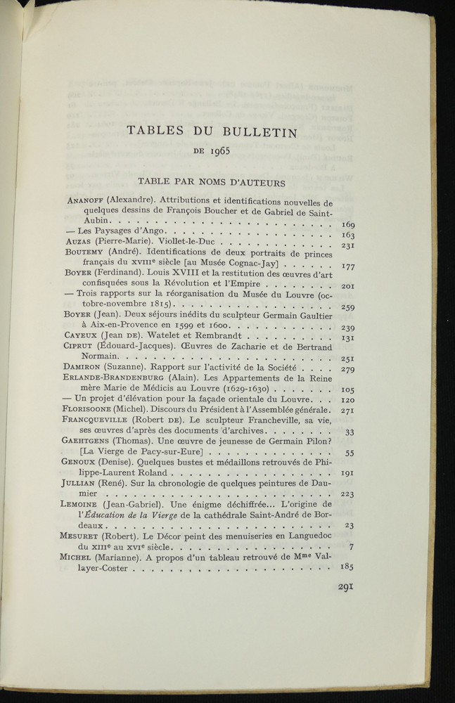 Bulletin de la Société de l'Histoire de l'Art français (année 1965)