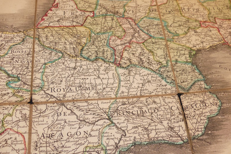 Carte routière des royaumes d'Espagne et de Portugal dressée par Hubert Jaillot (1793)