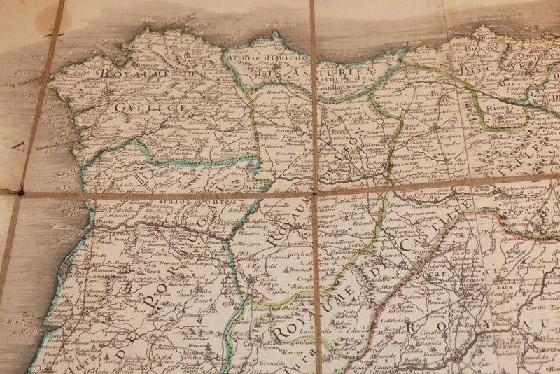Carte routière des royaumes d'Espagne et de Portugal dressée par Hubert Jaillot (1793)