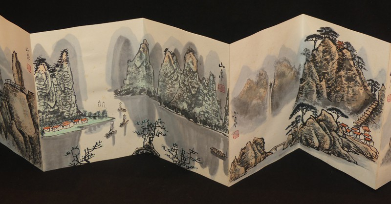 Carnet de voyages - dessins originaux de paysages japonais en leporello