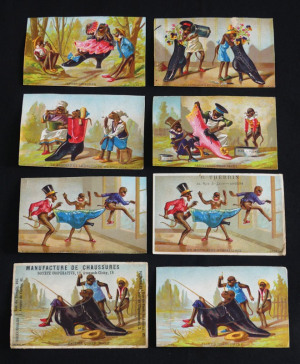 Lot de 6 chromos + 2 doubles : Singes et chaussures