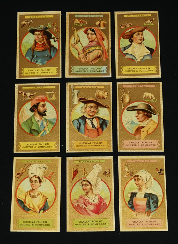 Lot de 9 chromos Chocolat Poulain : Régions de France