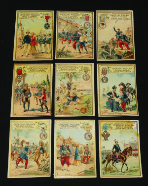 Lot de 9 chromos Chocolat Poulain : Décorations militaires françaises et étrangères