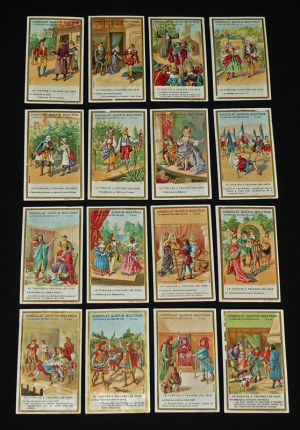Lot de 16 chromos Chocolat Guérin-Boutron : Le théâtre à travers les âges