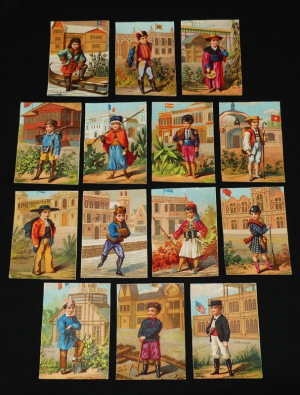 Lot de 14 chromos : Costumes de pays étrangers