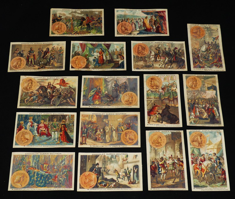 Lot de 16 chromos Chocolat Guérin-Boutron : Histoire de France