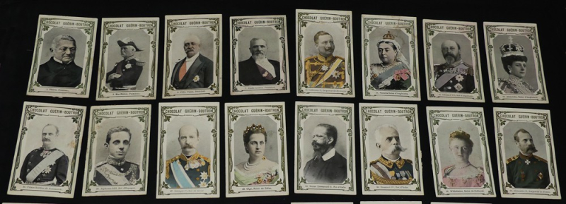 Lot de 51 chromos Chocolat Guérin-Boutron : Personnalités royales, politiques et militaires